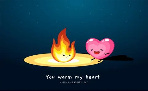 A fire and the heart. vector illustration. Valentine's vector illustration Stock Illustration