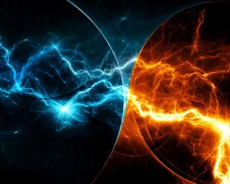 Fire and ice abstract lightning Stock Illustration