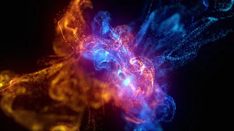 Fire and ice background animation. Fluid motion of orange and blue particles Stock Footage 247052949