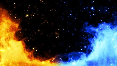 Fire and Ice background concept design with spark. seamless loop video. Stock Footage 265435086