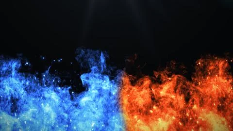 Fire and Ice Concept Design with spark. 3d illustration.	 Illustrazione stock