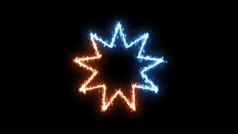 Fire and ice nine pointed star, bahaism symbol Stock Footage 104169649