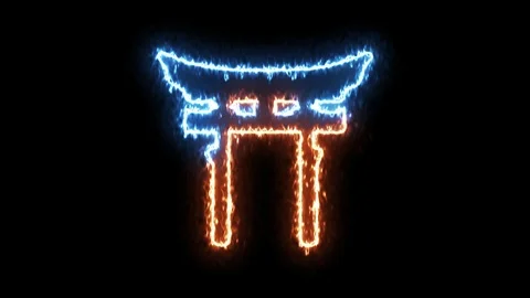 Fire and ice Torii gate, shinto religion symbol Stock Footage 104172141
