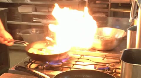 Fire and pan Stock Footage 12322205