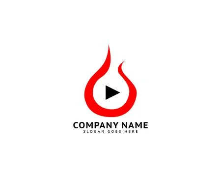 Fire and play button logo design template Stock Illustration