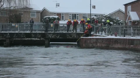 Fire and rescue team hook canoe Video stock 20470438