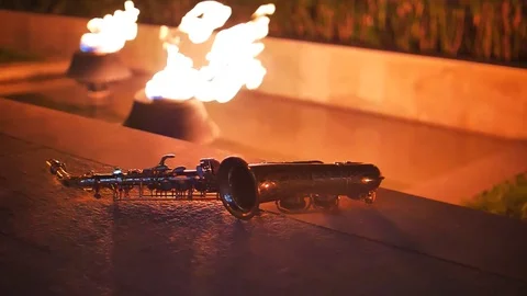 Fire and Saxophone Stock Footage 84025904