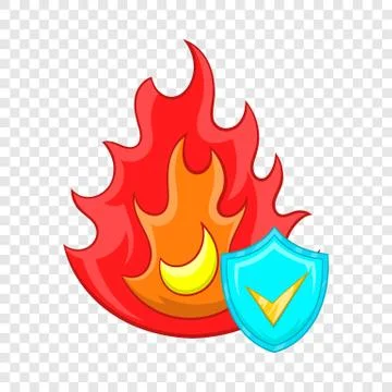 Fire and sky blue shield with tick icon Illustrazione stock