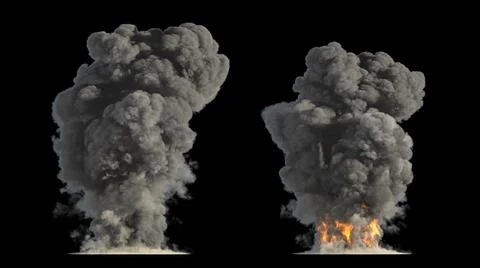 Fire and smoke on black background Stock Illustration