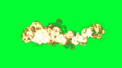 Fire and smoke burst explosion on green screen background stock footage. Stock Footage 127703173