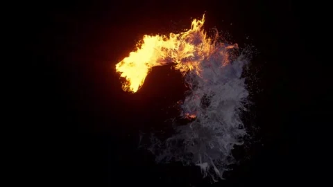 Fire and smoke create abstract visual patterns and movements Stock Footage 320370010