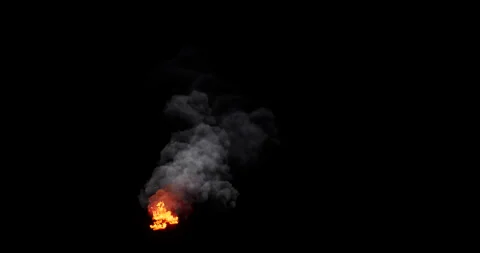 Fire and smoke effect on black background Stockbeeldmateriaal 321719215