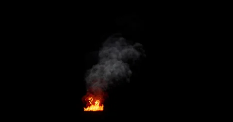 Fire and smoke effect on black background Stock Footage 321719249