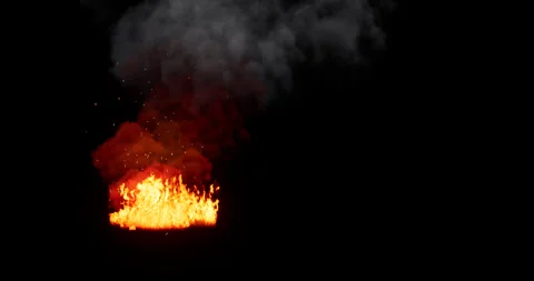 Fire and smoke effect on black background Stock Footage 321719307