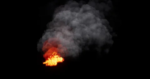 Fire and smoke effect on black background Stock Footage 321719314