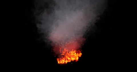Fire and smoke effect on black background Stock Footage 321720393