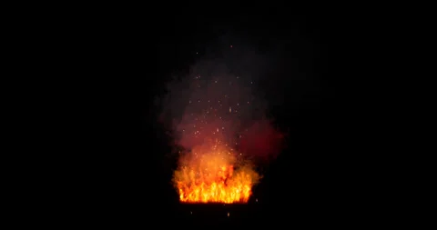 Fire and smoke effect on black background Stock Footage 321720638
