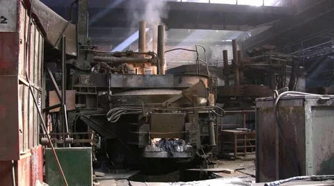 Fire and smoke from electric arc furnace. Video stock 57094544