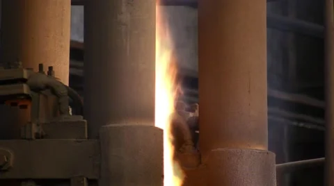 Fire and smoke from electric arc furnace. 스톡 동영상 57095021