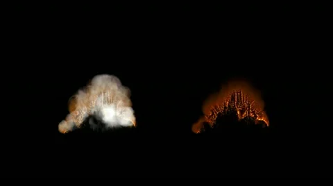Fire and smoke explosion elements with alpha mattes Stock Footage 11280072
