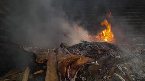 Fire and smoke Stock Footage 257228435