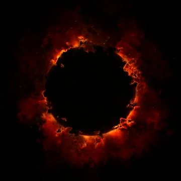 Fire And Smoke Ring Isolated On Black Background Stock Illustration
