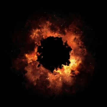 Fire And Smoke Ring Isolated On Black Background Stock Illustration