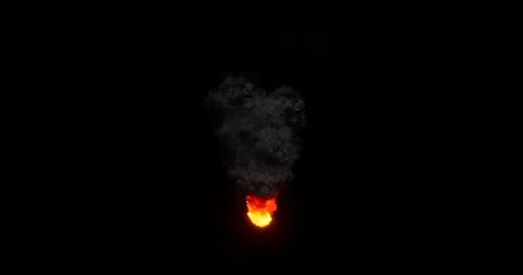 Fire and smoke simulation on black background Stock Footage 320007703