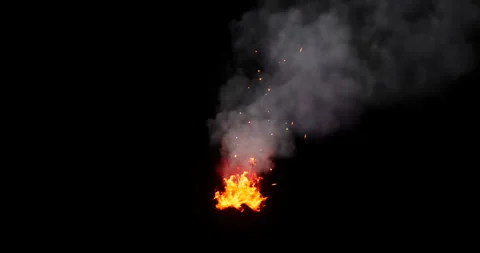 Fire and smoke simulation on black background Stock Footage 321647713