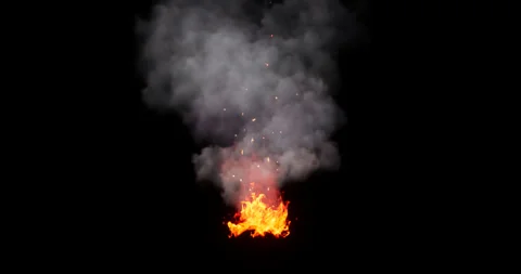 Fire and smoke simulation on black background Stock Footage 321647854