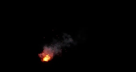 Fire and smoke simulation on black background Stock Footage 321647925