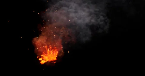 Fire and smoke simulation on black background Stock Footage 321647964