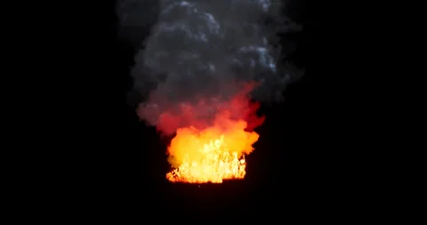Fire and smoke simulation on black background Stock Footage 321647997