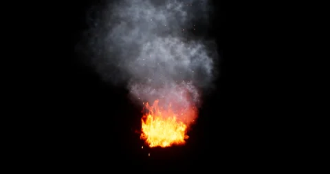 Fire and smoke simulation on black background Stock Footage 321648871