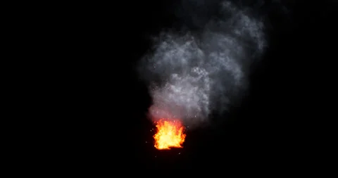 Fire and smoke simulation on black background Stock Footage 321648933