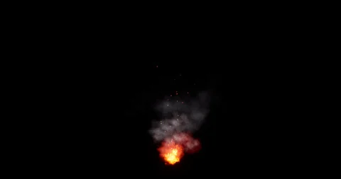 Fire and smoke simulation on black background Stock Footage 321648994