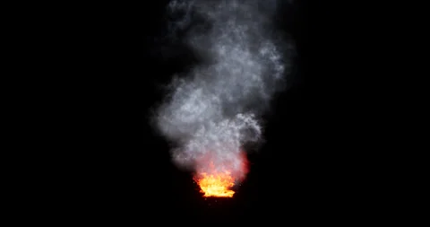 Fire and smoke simulation on black background Stock Footage 321648998