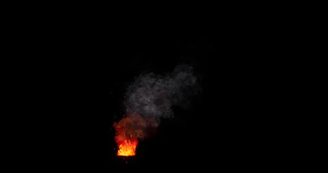 Fire and smoke simulation on black background Stock Footage 321649303