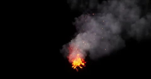 Fire and smoke simulation on black background Stock Footage 321649472