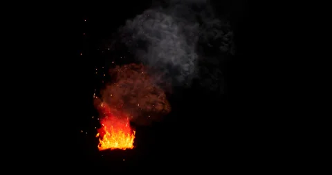 Fire and smoke simulation on black background Stock Footage 321649504