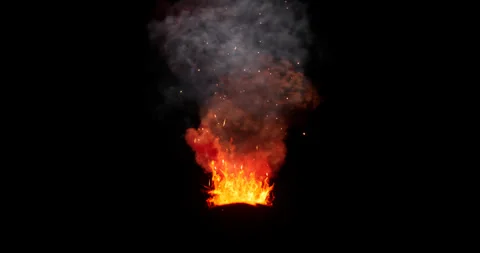 Fire and smoke simulation on black background Stock Footage 321649518