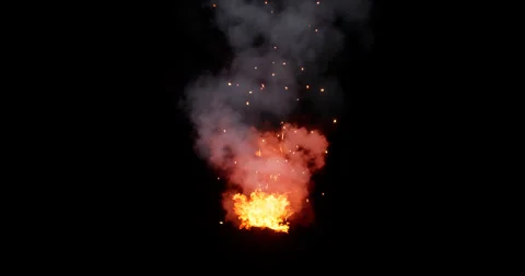 Fire and smoke simulation on black background Stock Footage 321700214