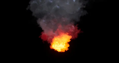 Fire and smoke simulation on black background Stock Footage 321700319