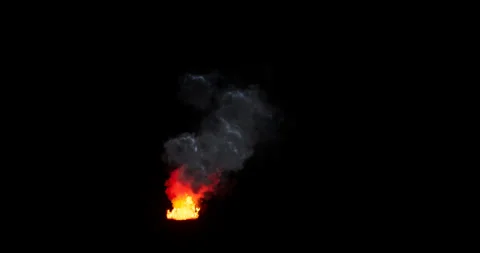 Fire and smoke simulation on black background Vidéo 321700473
