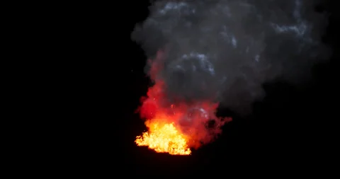 Fire and smoke simulation on black background 库存影片 321700756