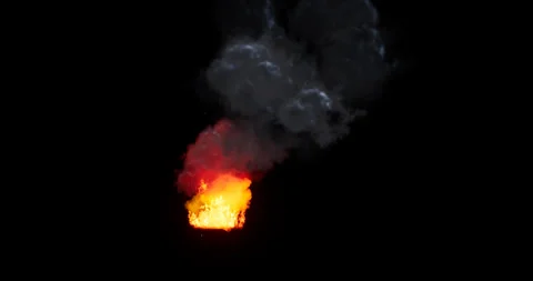Fire and smoke simulation on black background Vidéo 321700866