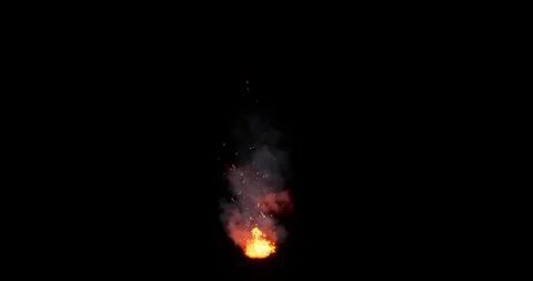 Fire and smoke simulation on black background Stock Footage 321701211