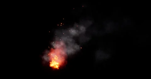 Fire and smoke simulation on black background Stock Footage 321701268