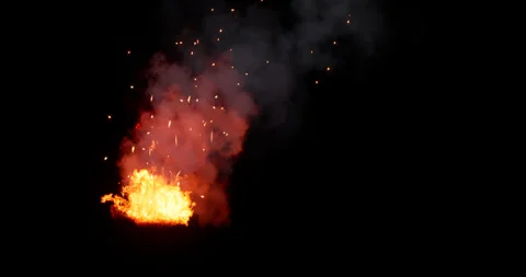 Fire and smoke simulation on black background Stock Footage 321701569