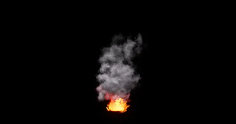 Fire and smoke simulation on black background Stock Footage 321702286